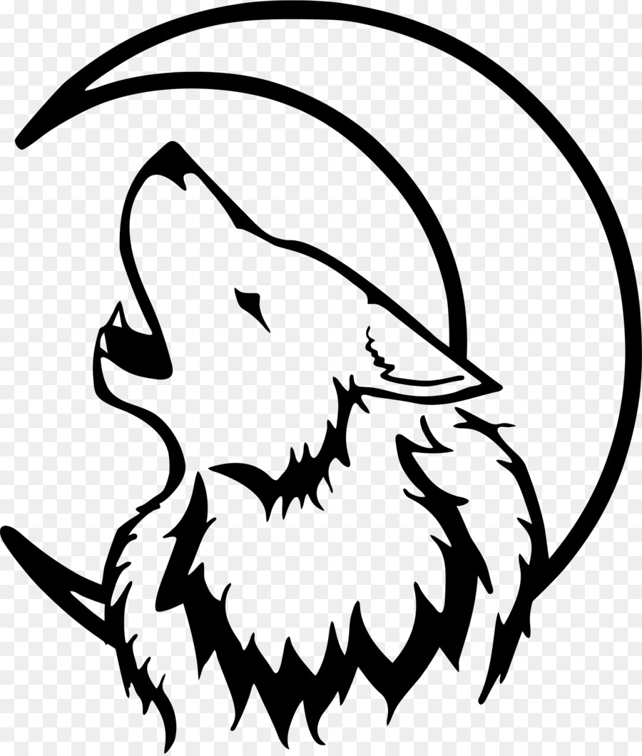 Wolf Zeichnung-Lunar phase-clipart - weißer Wolf