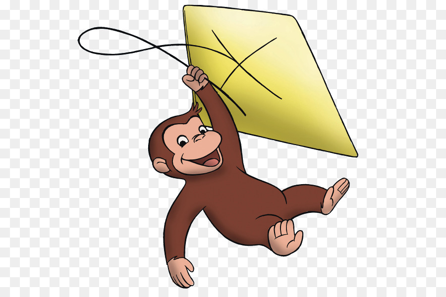 Kurioser George fliegt eine Kite-Cartoon-Clip-Art - Affe cartoon