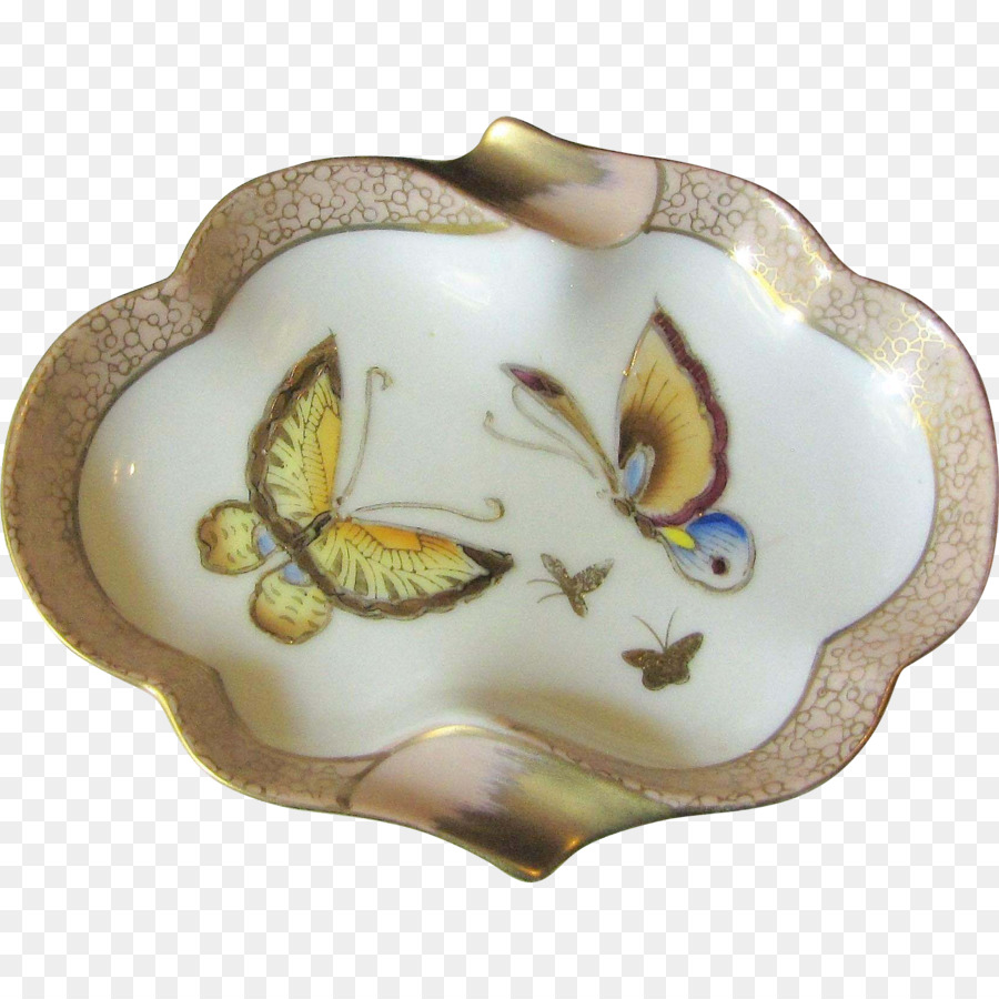 Geschirr Teller Platte Porzellan-Schmetterling - Hand bemalt Schmetterling