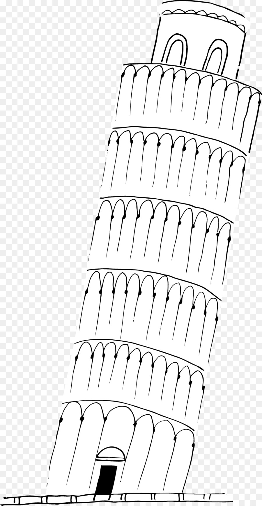 Linea di disegno di arte Monocromatico Angolo - torre pendente di pisa