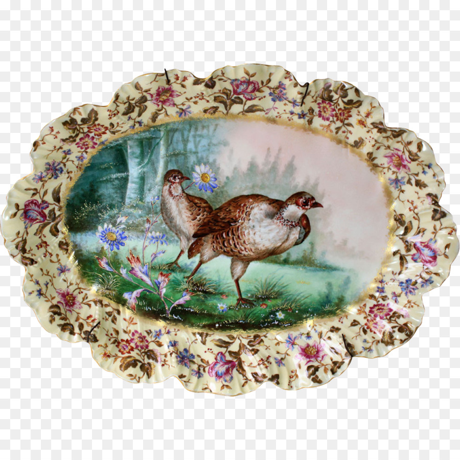 Geschirr Platte Teller Porzellan - Handbemalte Vögel