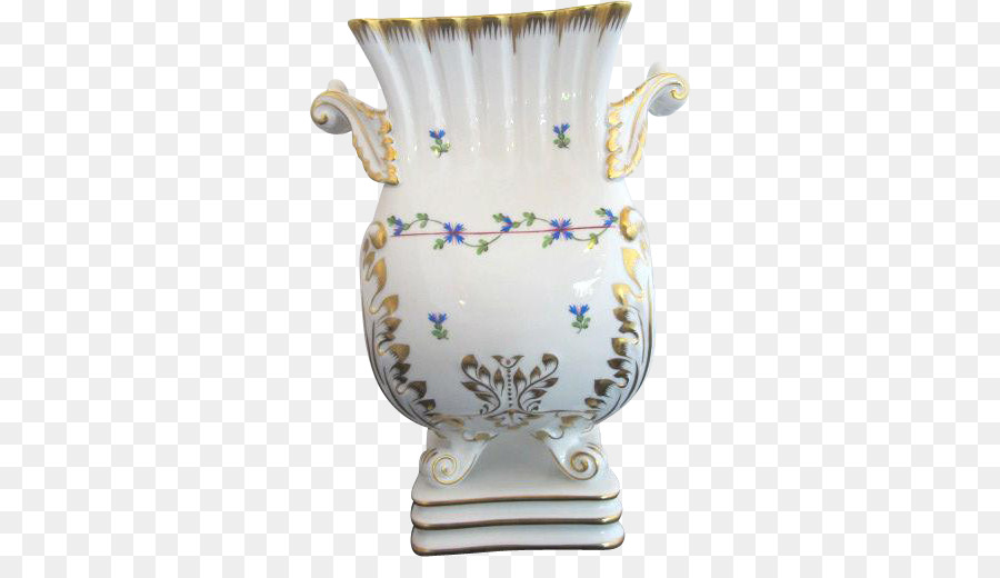 Keramik Vase Artefakt Porzellan Geschirr - hand gemalte Girlanden