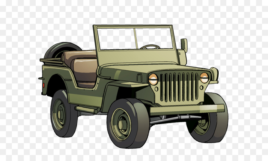 Willys Jeep-LKW-Auto, Willys MB Sport-utility-vehicle - grün Karikaturen