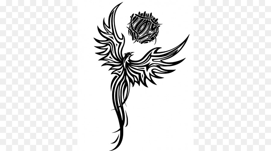 Tattoo Phoenix-Flash-Polynesien Schwarz-Grau - Phoenix