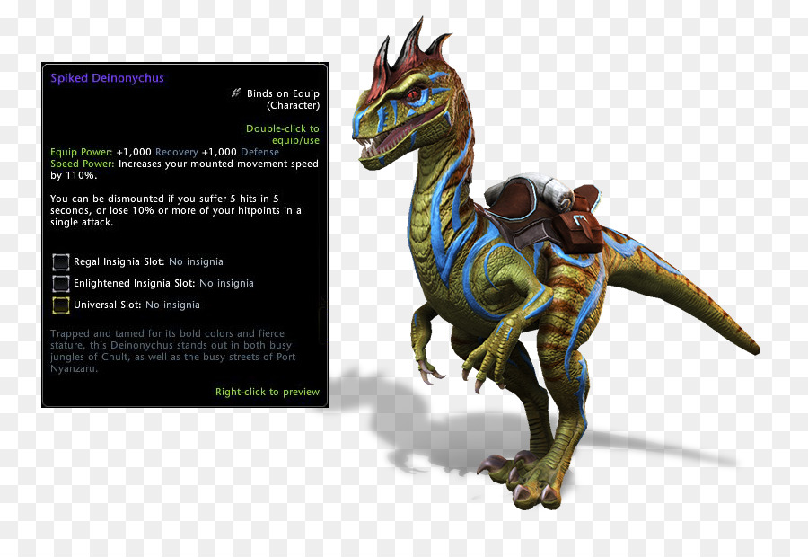Neverwinter Deinonychus Gigantesco Velociraptor Video gioco - poligono città flyer