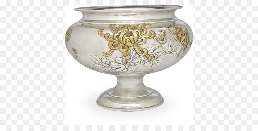 Silberne Vase-Kupfer-Glas-Bronze - Edelmetall