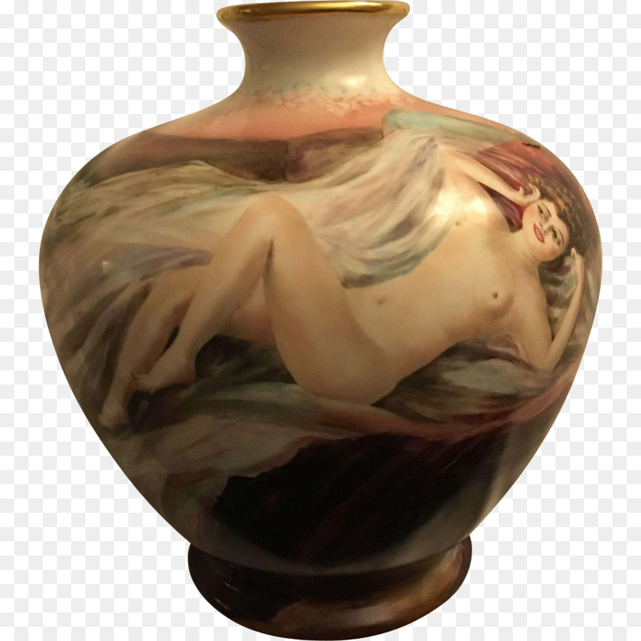 Keramik Vase Urne Keramik Artefakt - Hand Bemalte Frau