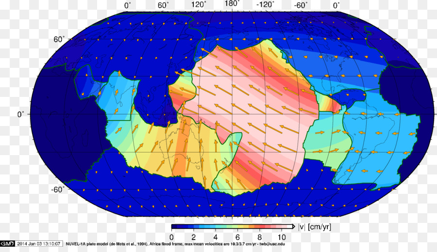 Plattentektonik und Subduktion Karte Geophysik - kontinentale Platten