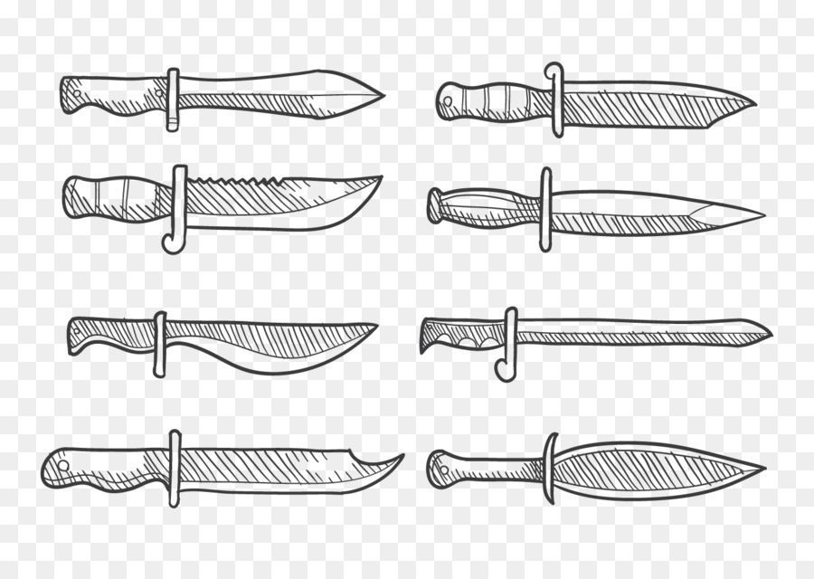 Messer Waffe Zeichenwerkzeug Jagd & Survival Messer - hand gezeichnet, Vektor
