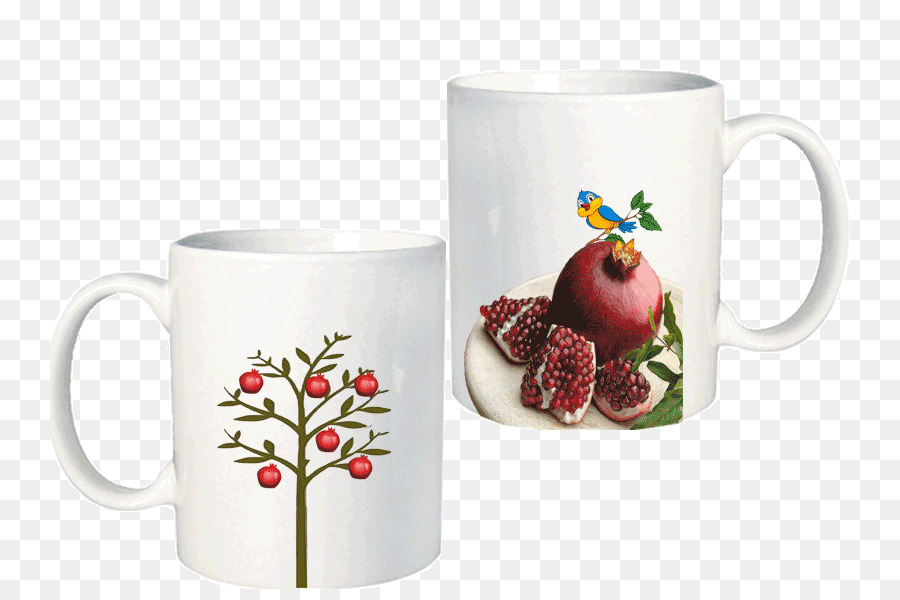 Tazza da caffè, Tazza con Piattino in Ceramica - albero di melograno