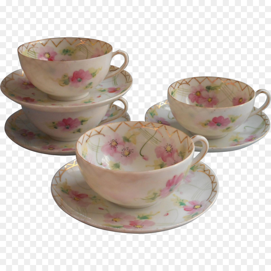 Stoviglie Piattino tazza da Caffè in Ceramica Piastra - Dipinto a mano di ciliegio