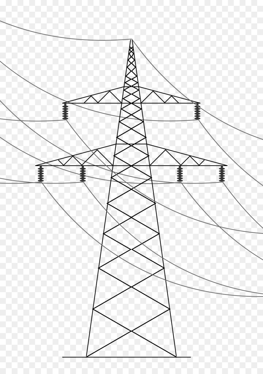 Elettriche aeree di linea di trasmissione di energia Elettrica Trasmissione tower Linea di Disegno di arte - Alta tensione