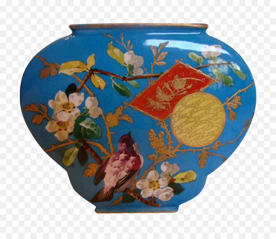 Keramik Kobalt blau Vase Porzellan Artefakt - Hand bemalt Schmetterling