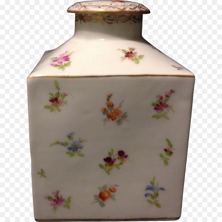 Keramik Vase Porzellan Lila Artefakt - handgemaltes Blumen Material