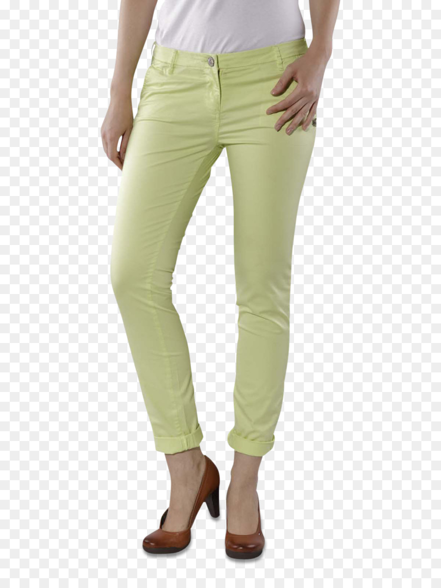 Pantaloni Jeans Leggings Vita Khaki - slim donna
