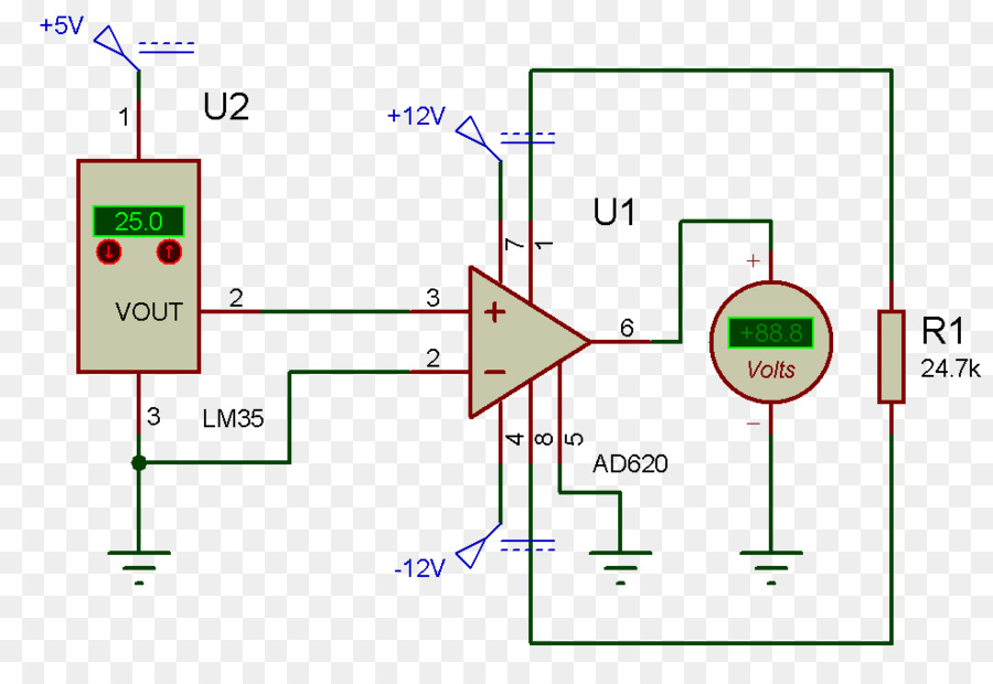 Sensore di Strumentazione Elettronica amplificatore Proteus Suite di Progettazione di ingegneria Elettrica - no