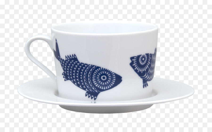 Kaffee Tasse aus Keramik Untertasse Blaue und weiße Keramik-Becher - Shoal