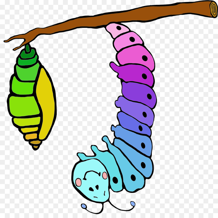 Cartoon Line leaf Clip Art - blau caterpillar