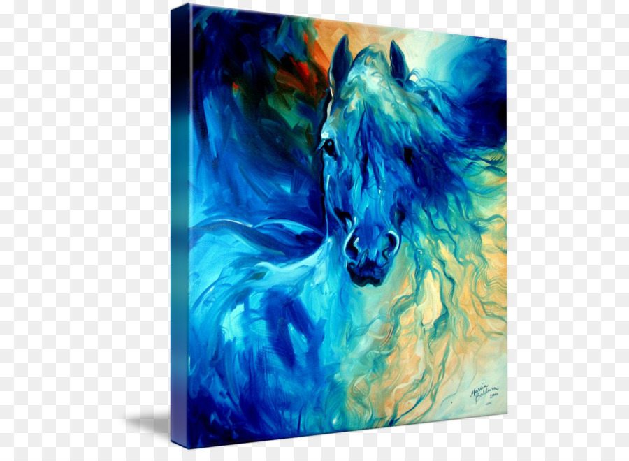 Öl Gemälde Blaue Pferde Wenig Blau Pferd - ölgemälde blue sky