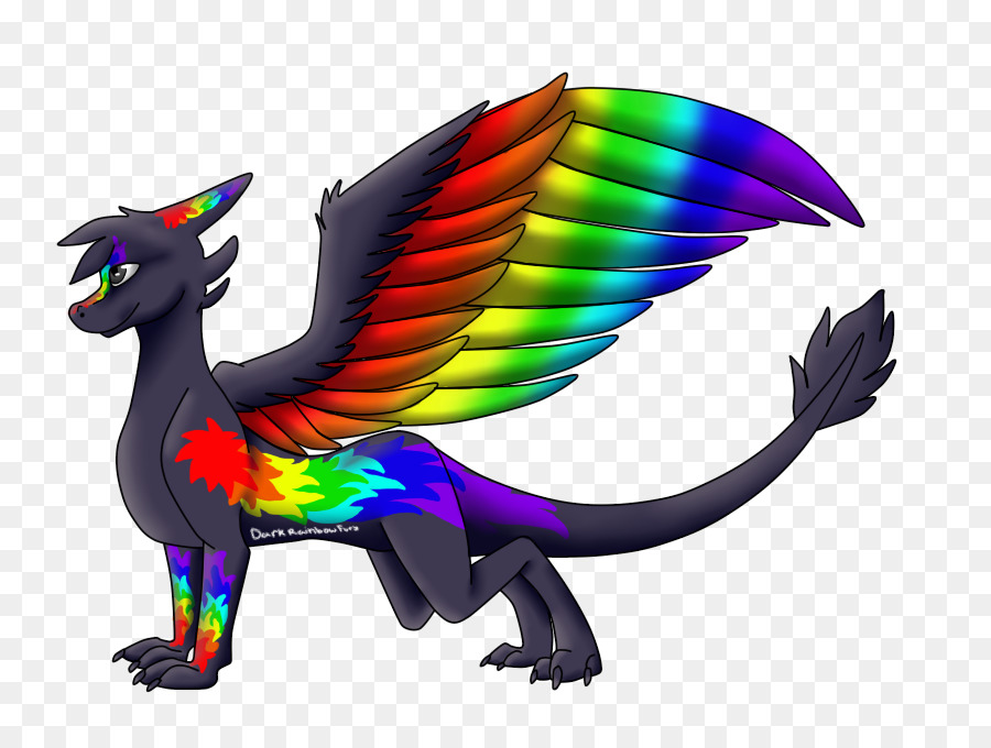 Drago Del Fumetto Becco Piume - arcobaleno di notte
