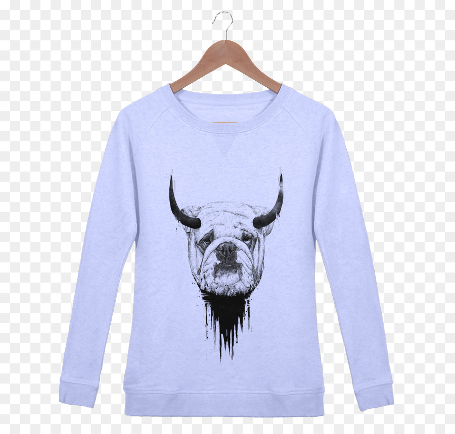 T-shirt Pullover Bluza Kragen Rundhalsausschnitt - Licht bulldog