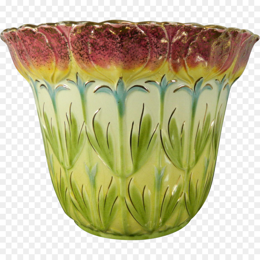Vase Mit Pflanze - hand bemalten Blumentopf