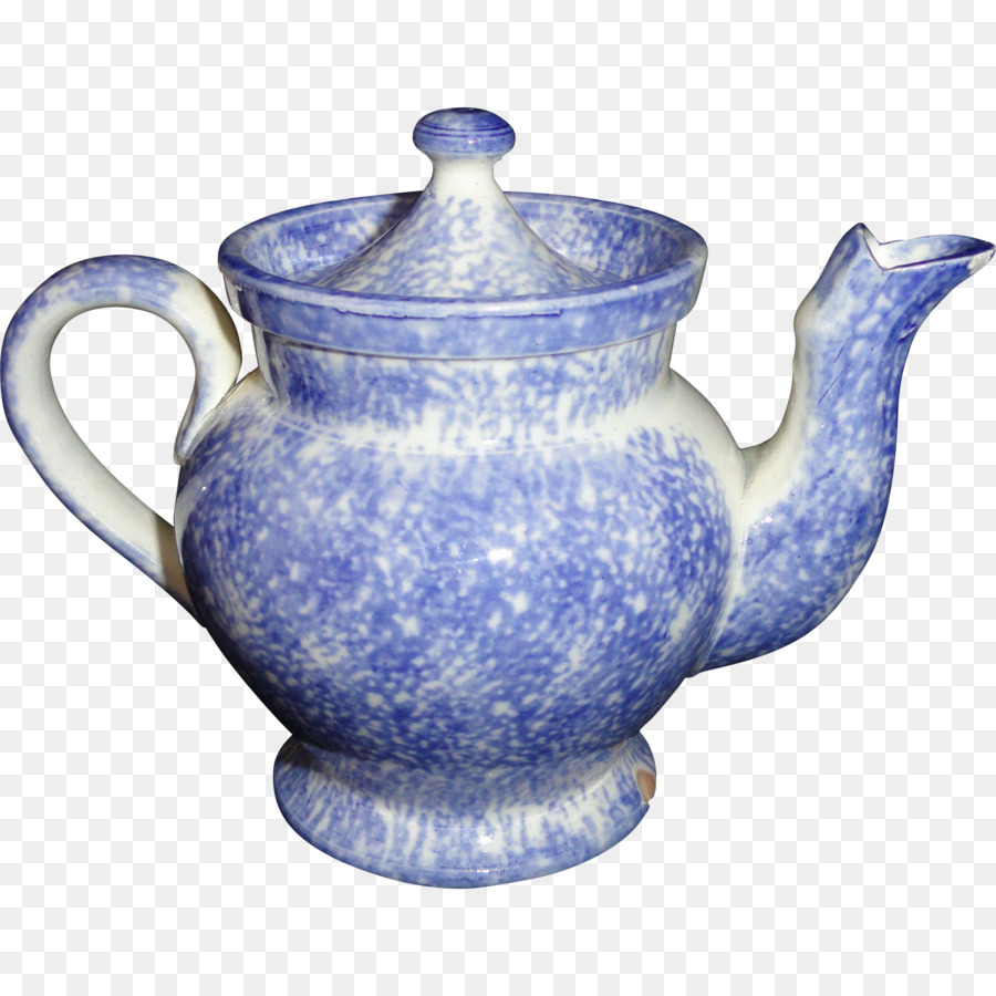Krug Keramik Blau und weiß Keramik Kobalt blau - dunkel-rot emaillierte Keramik Teekanne