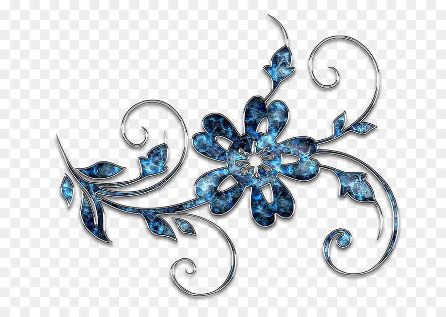 Schmuck Brosche Ornament - blaue Blüten Rebe