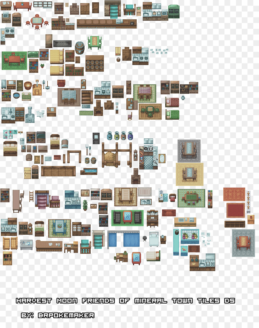 Kachel-basierte video-Spiel die Grundriss-Sprite-Möbel-Interieur-Design-Dienstleistungen - Möbel Grundriss