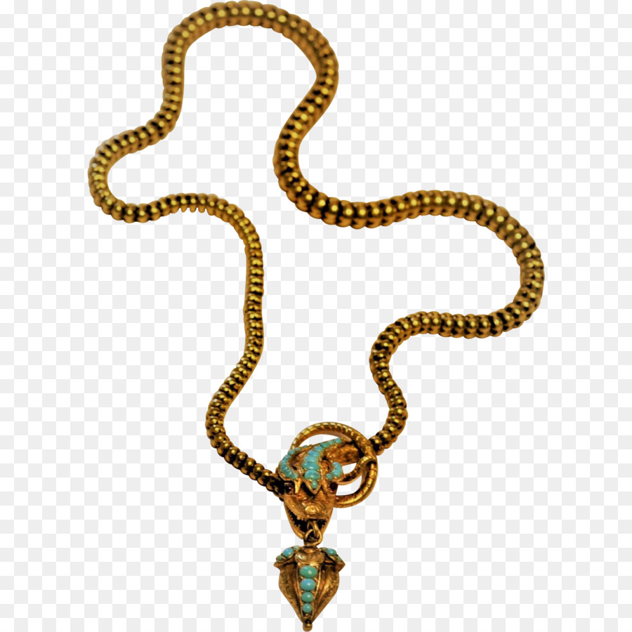 Medaillon Halskette Türkis-Cabochon Antik - Halskette