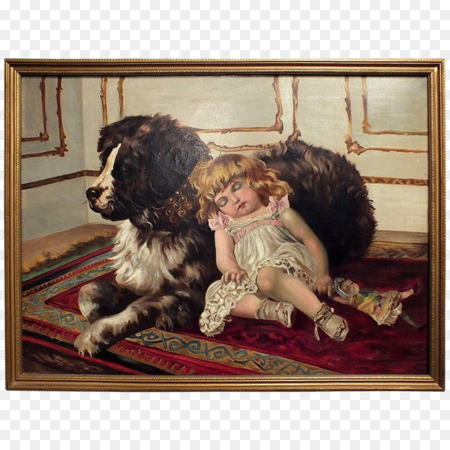 San Bernardo, cane di Terranova pittura a Olio di Arte - Il Cane Dipinto