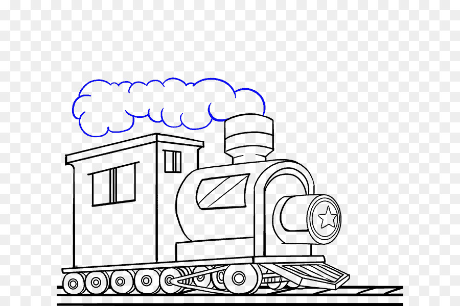 Der Bahn-transport-Zeichnung der Dampflokomotive - der Zug in die Wolken