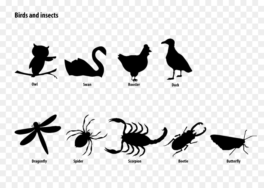 Hahn Huhn Silhouette, Vogel-Cartoon - Vögel und Insekten