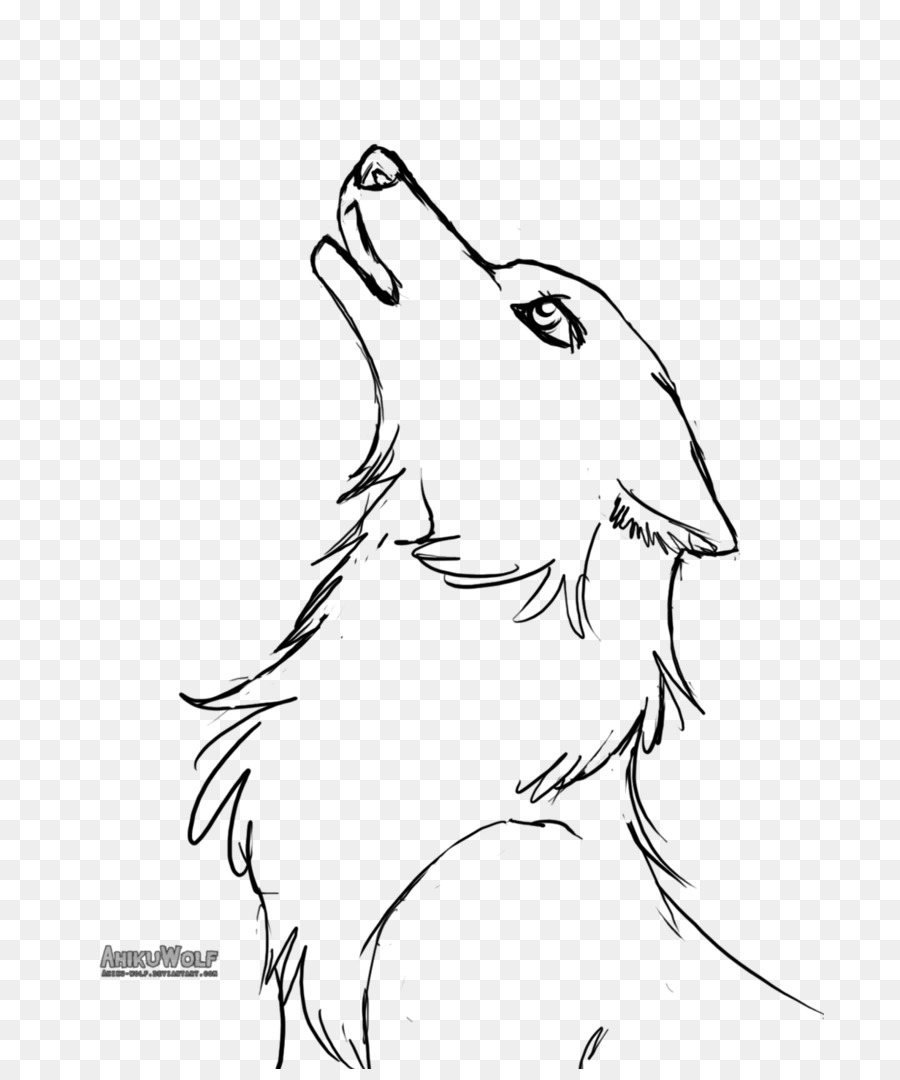 Line art Grauer wolf Welpe Baby-Wölfe Zeichnen - basierend Linie zeichnen