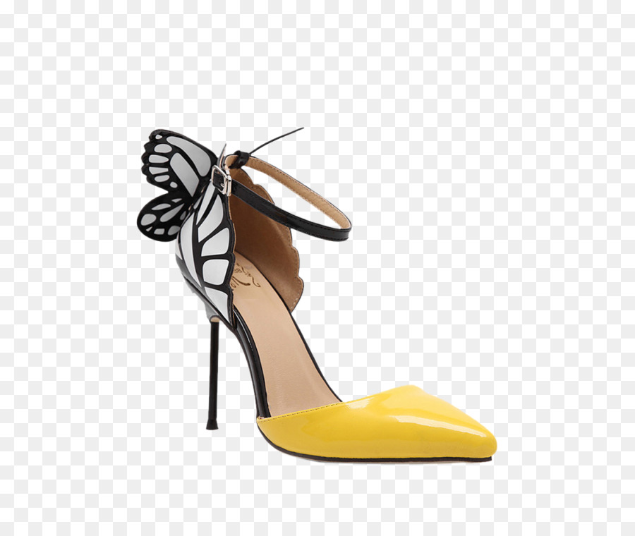 Gericht Schuh Absatzschuh, Pfennigabsatz Frau - gelb Gurt