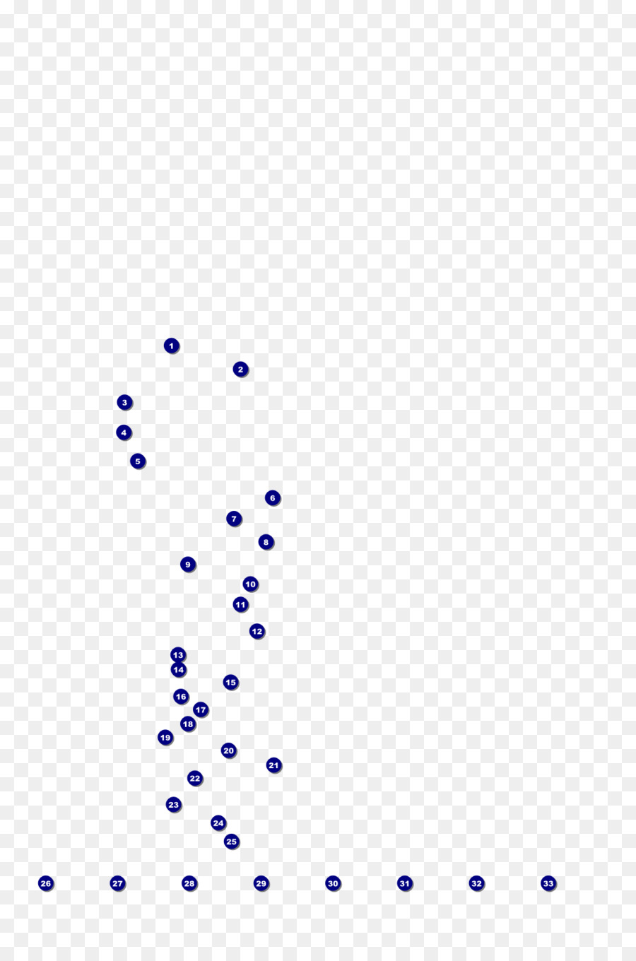 Linie Punkt Schrift - Blaue Punkte