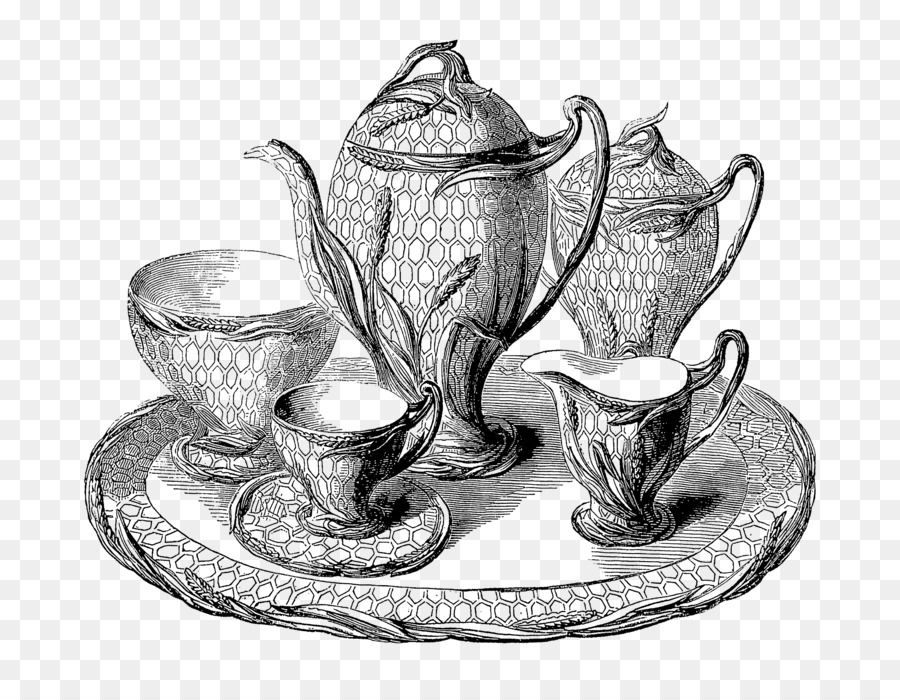 Viktorianischen ära Zeichnung Tee clipart - Tee set