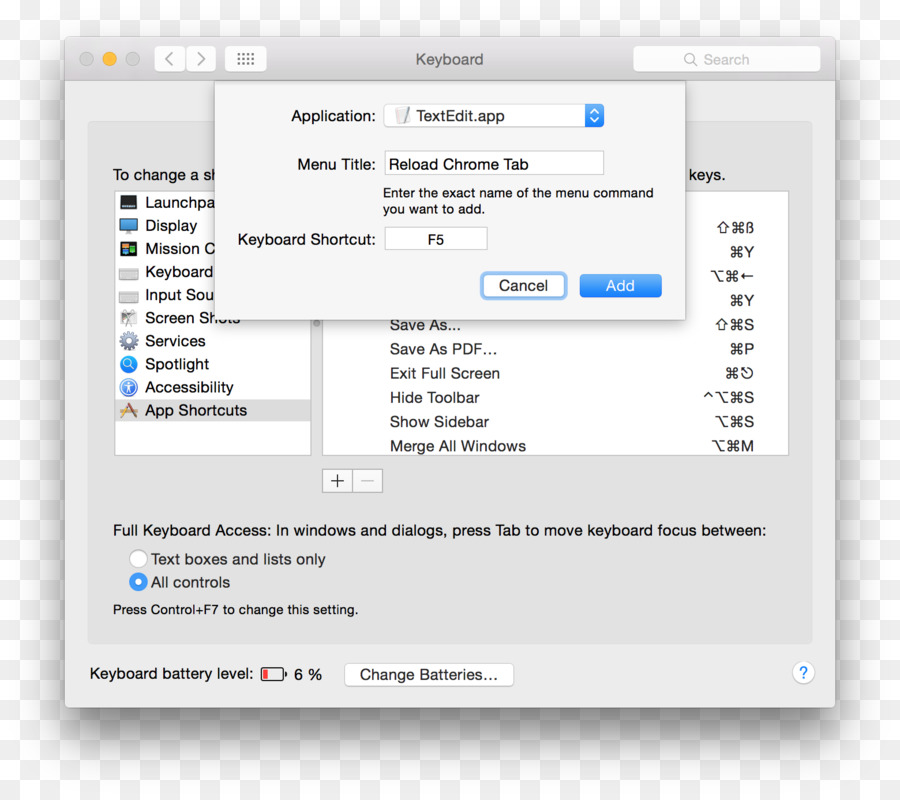 macOS scorciatoia da Tastiera Sistemi Operativi Software per Computer - scheda casella di testo