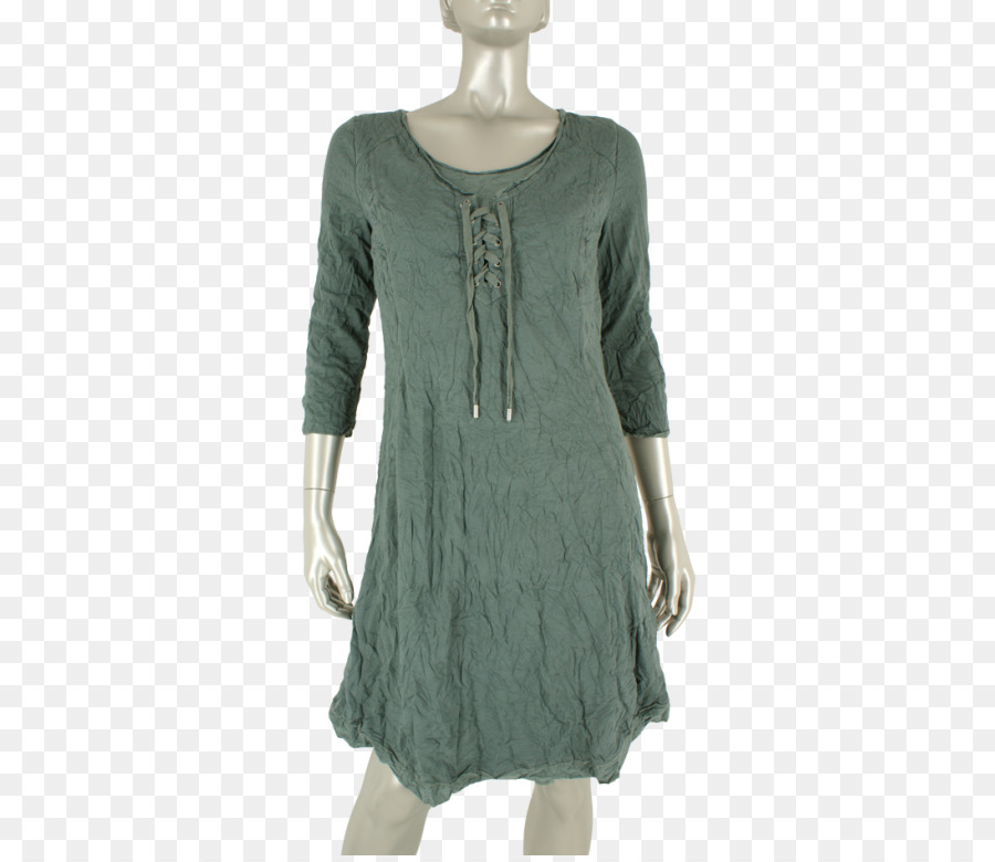 Ärmel Bluse Kleid Ausschnitt Türkis - Kleid