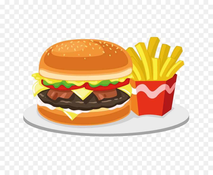 Junk-food-Hamburger-Fast-food-Cheeseburger mit Pommes Frites - junk food