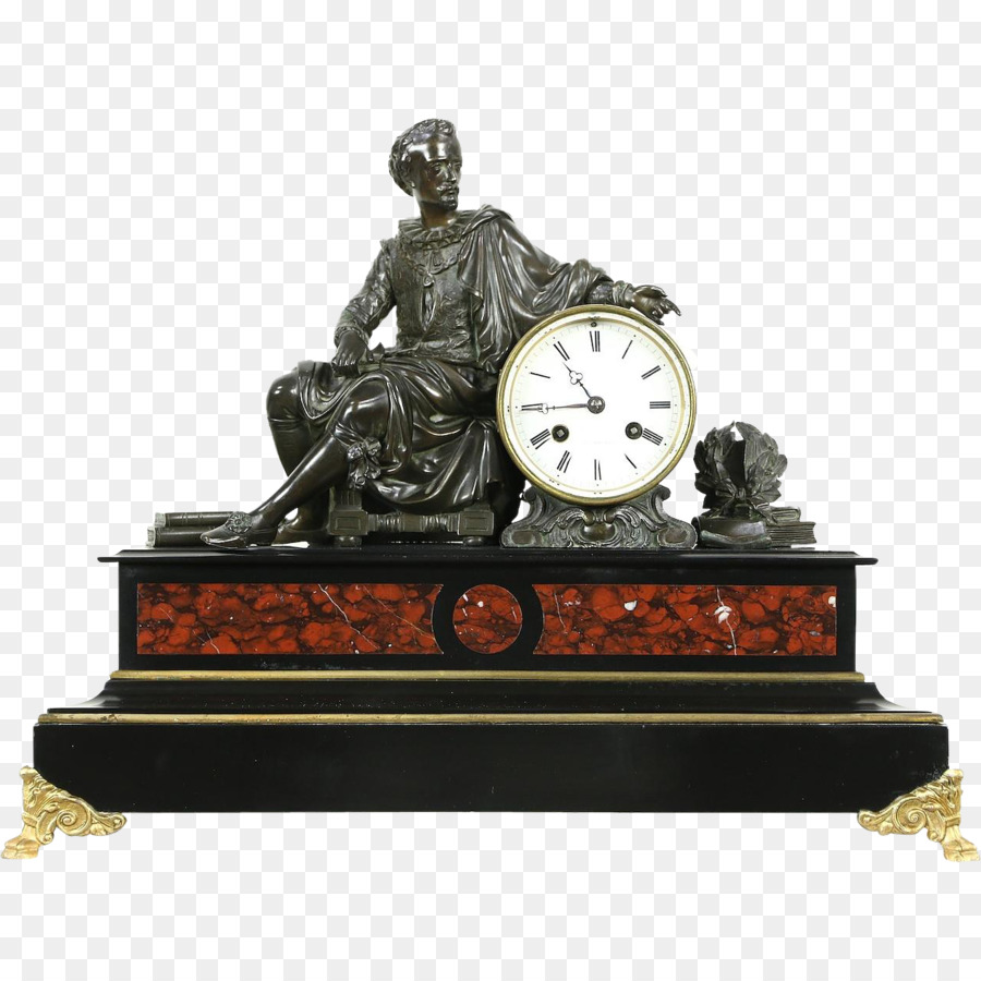 Uhr Bronze Skulptur Marmor, Skulptur Antik - Uhr