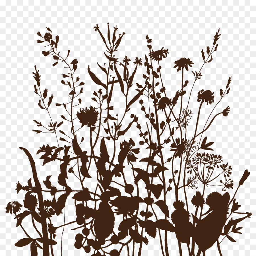 Zeichnung silhouette - von hand bemalt, Wildblumen