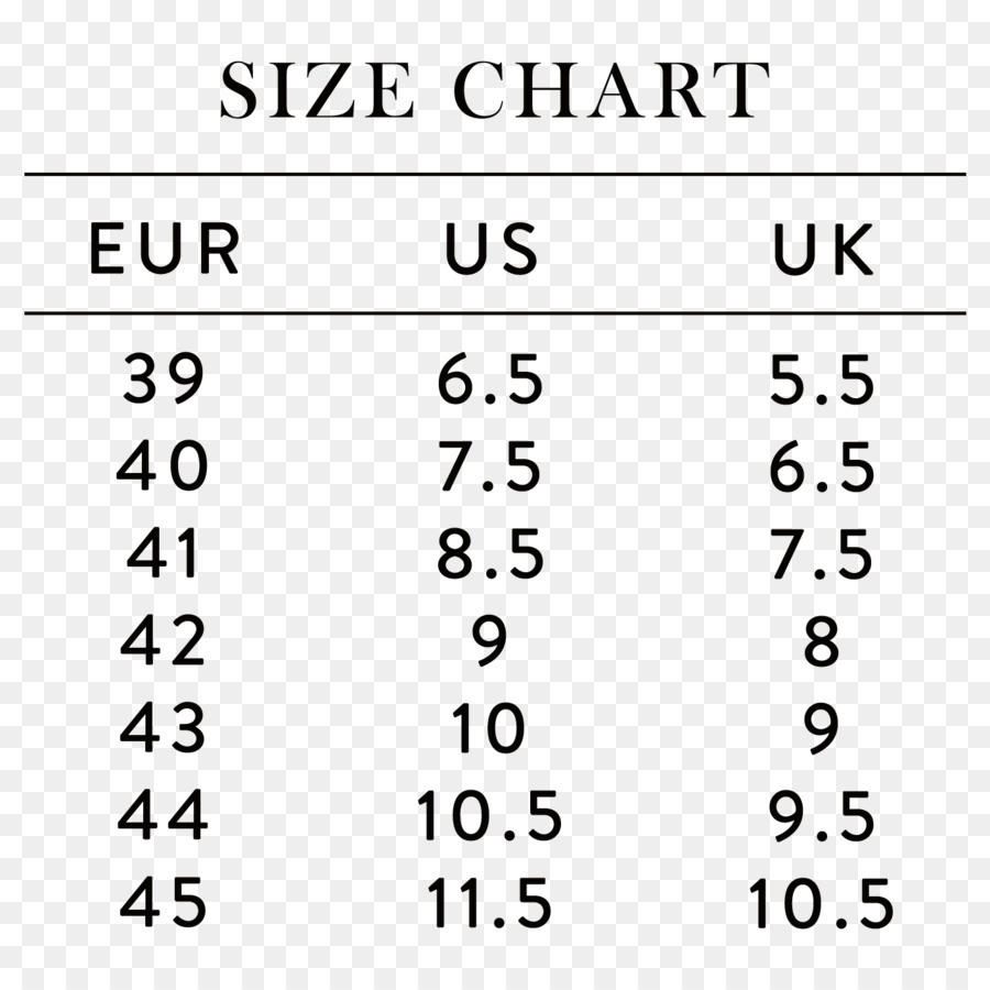 Shoe Last Size Chart