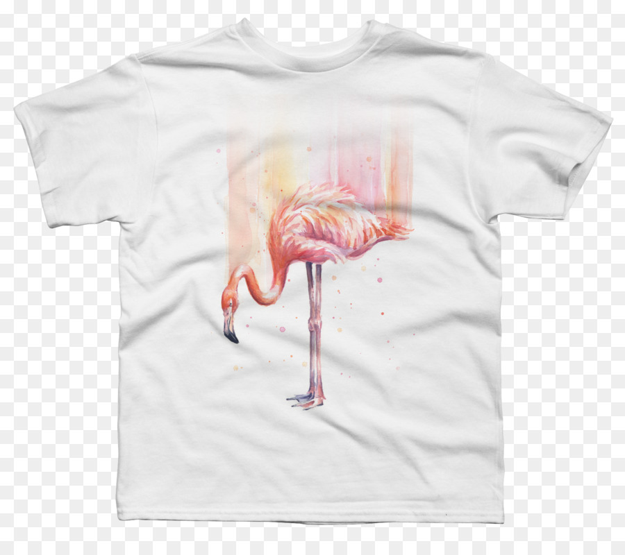 T-shirt pittura ad Acquerello Manica Graphic design - flamingo stampa