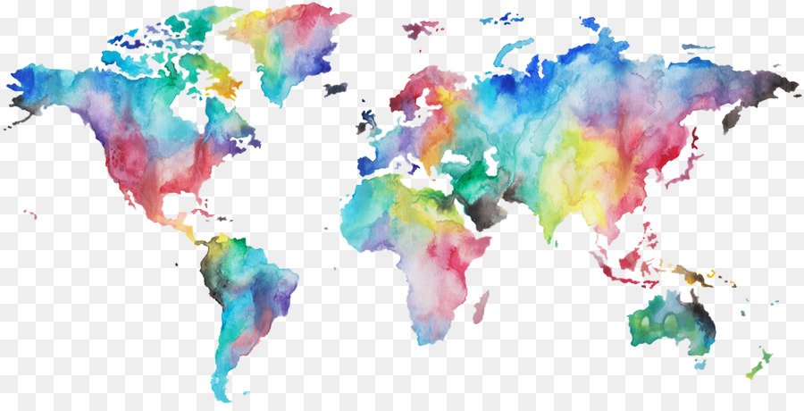 Bản đồ thế giới Màu nước sơn - một đầy 10 phút hành của stance