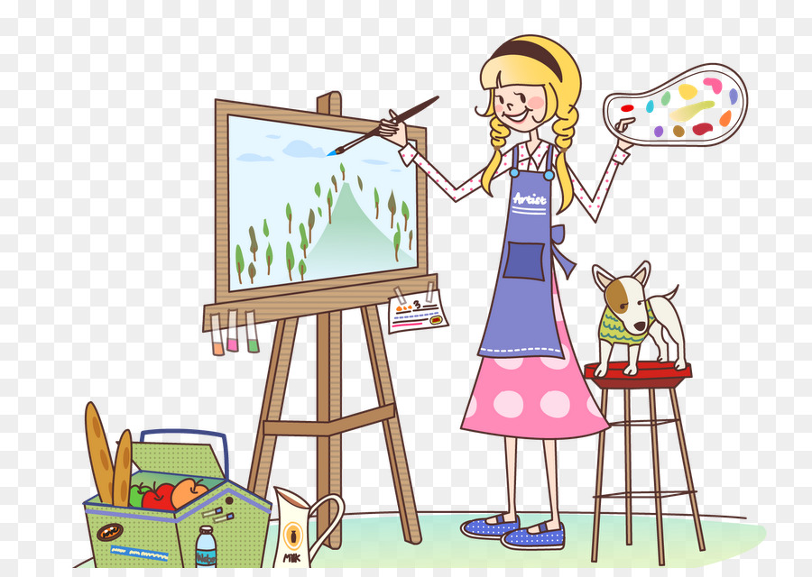 Painting, Painter, Palette, Cartoonist, Artist, Watercolor Painting, Woman,...
