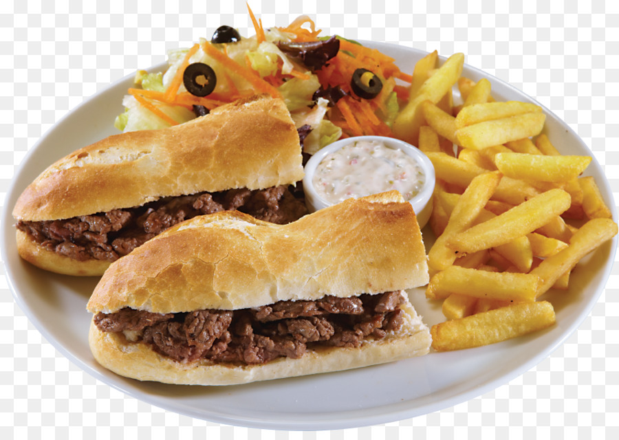 Pommes Frites Frühstück sandwich Cheeseburger-Patty melt Käsesteak - Fleisch