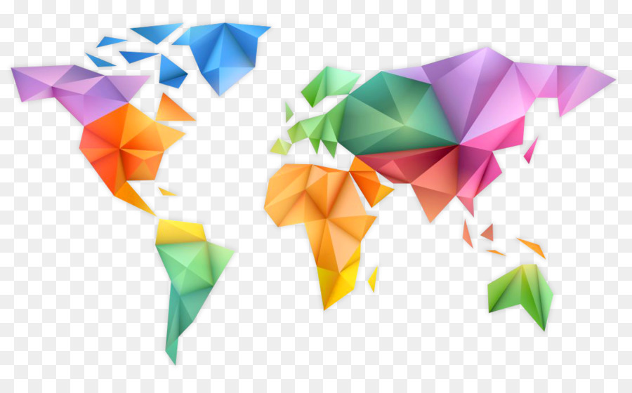 Papier Wandtattoo Origami - Weltkarte