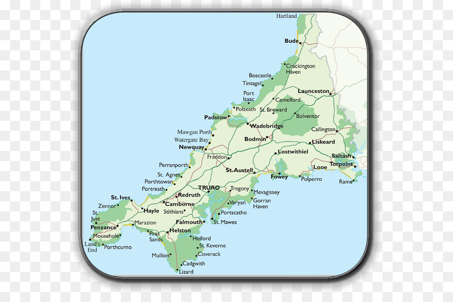 Falmouth Tintagel St. Ives bản Đồ Đất ' s End - bản đồ