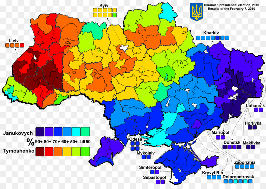 Ucraina elezioni presidenziali del 2010, la Rivoluzione Arancione in Ucraina Mappa - mappa